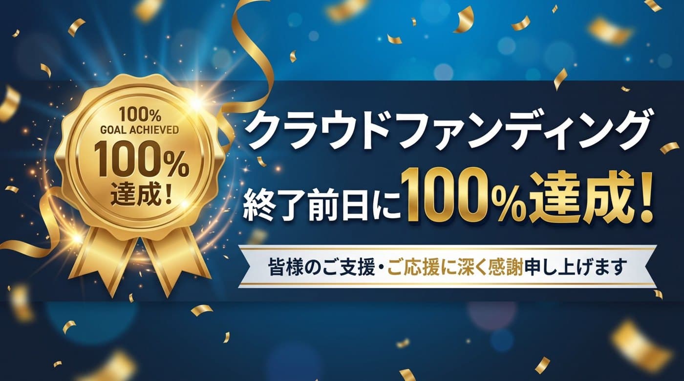 クラウドファンディング、終了前日に100%達成